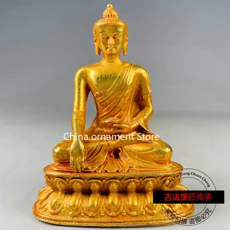 Antique Gilt Apothecary Apothecary Buddha Statue Ornament Tibetan Tantra Devotion Sakyamuni Home Jewelry Collection