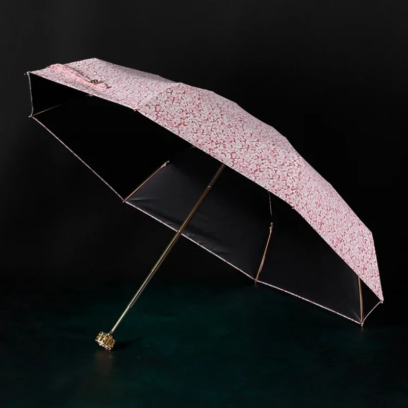 

Sun Umbrella Female Retro Fragmented Flower Umbrella ins Sun and Rain Dual Use Sun Protection, UV Protection, Small Black