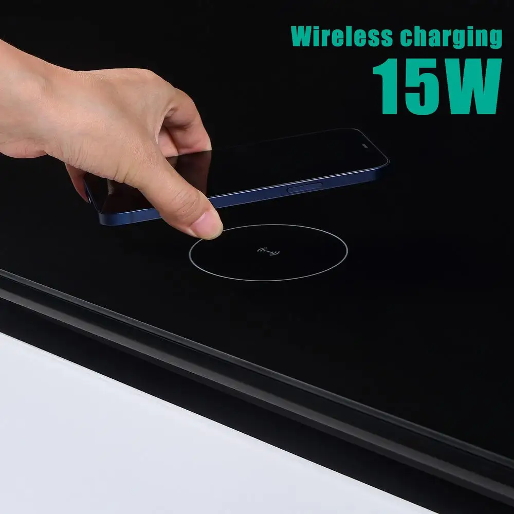 Smart Coffee Table Fridge Bluetooth Speaker Wireless Charger RGB LED White