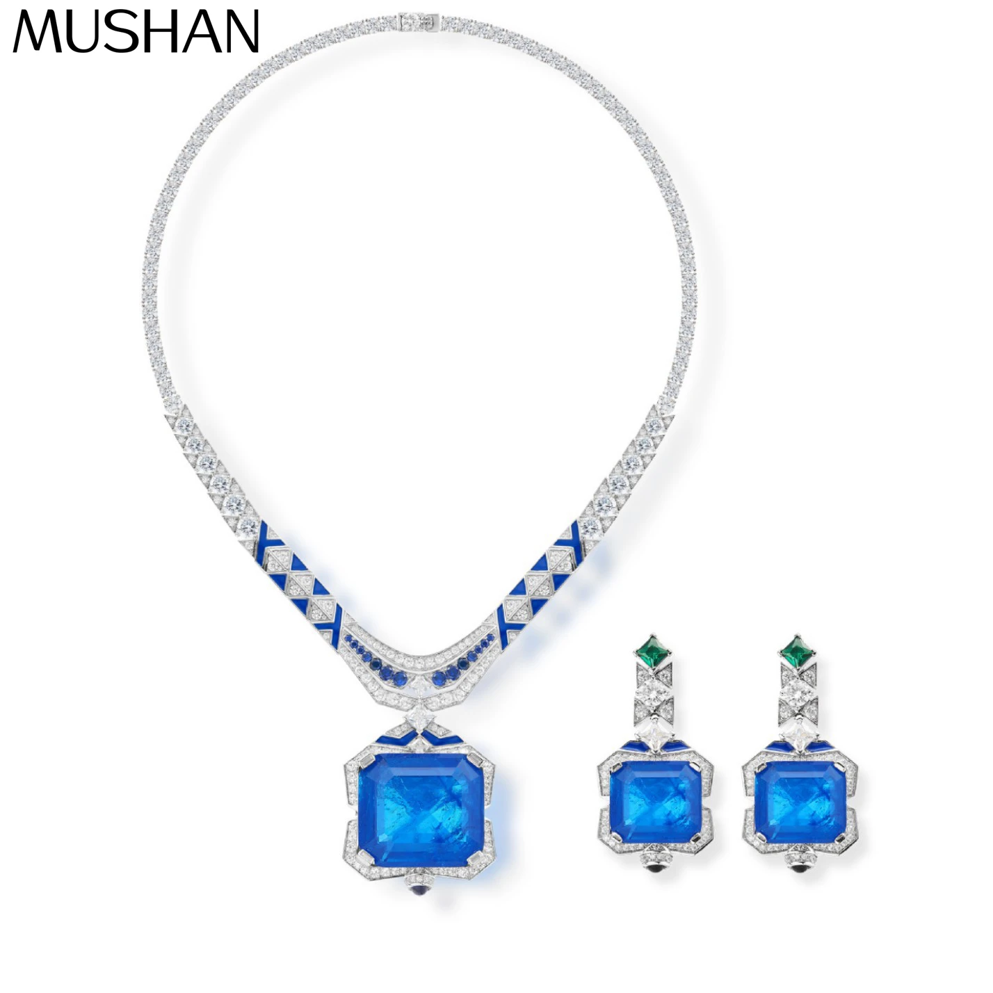 

MS Luxury Jewelry Big Sugar Jewelry Set 925 Silver European And American Style Senior Sense Ladies Evening Accessories