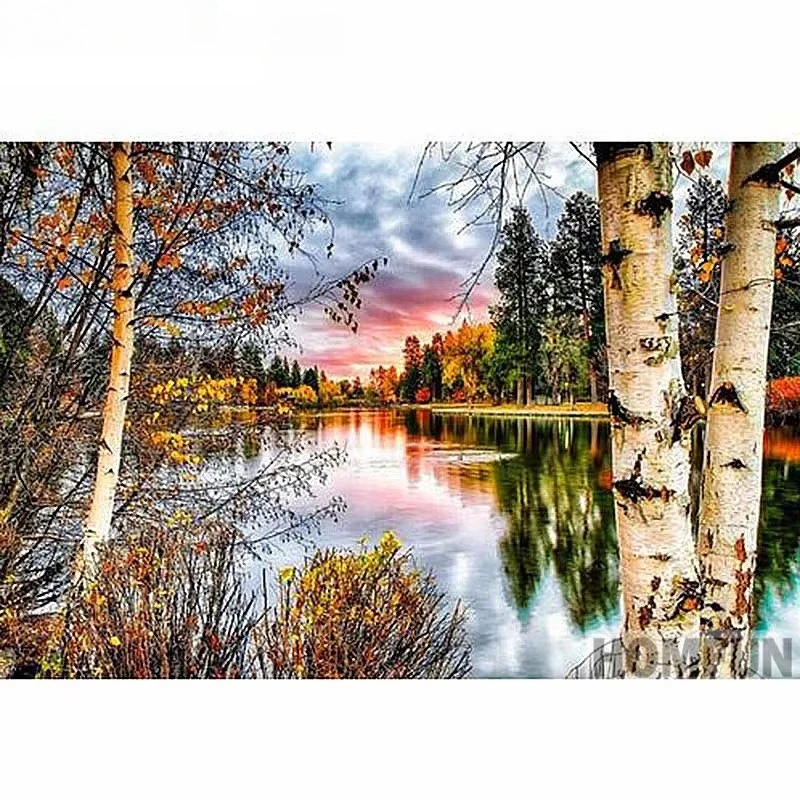 

River Tree Landscape 500/1000/1200/2000 PCS Jigsaw Puzzles DIY Family Activity Relaxing Games for Living Room Home Decor Gift