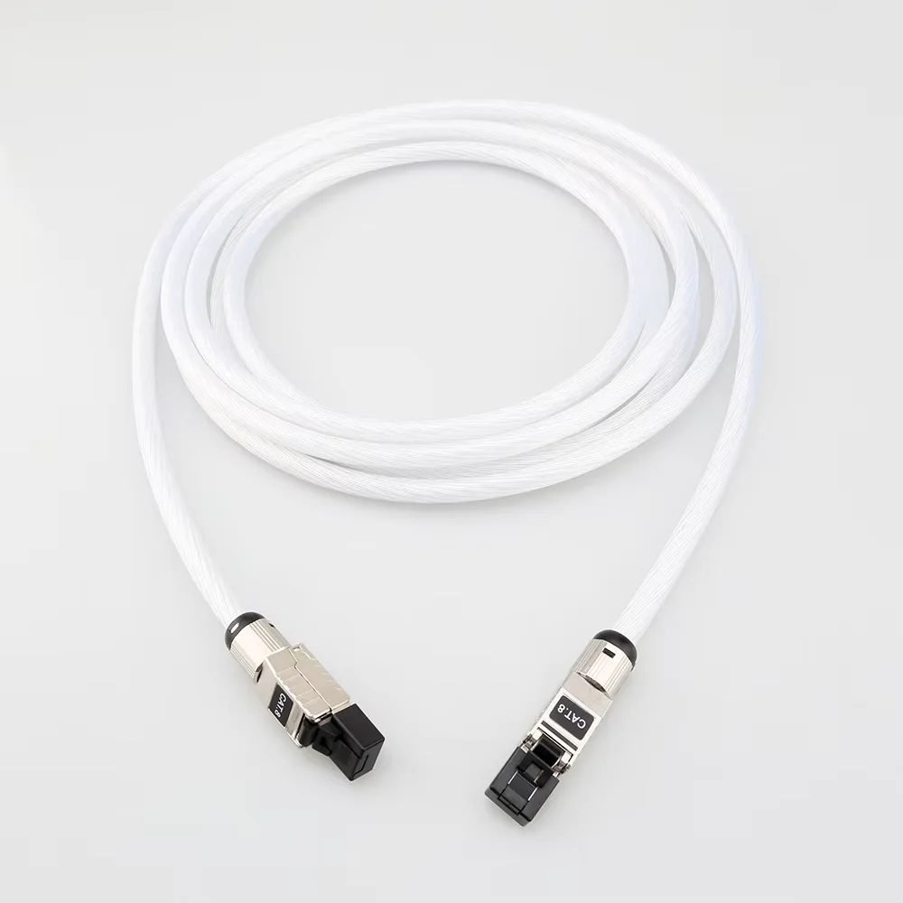 Hi-end OCC Silver Plated HiFi Audio Ethernet Cable Speed Cat8 Network Cable for PC Router Laptop Internet Cord RJ45 Lan Cable