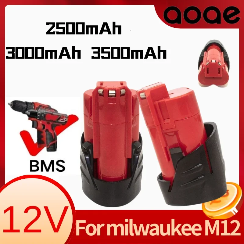 Batterij 2500/3000/3500mAh Geschikt Voor Milwaukee M12 XCV 48-11-2410 48-11-2420 48-11-2411 12VCordless tool