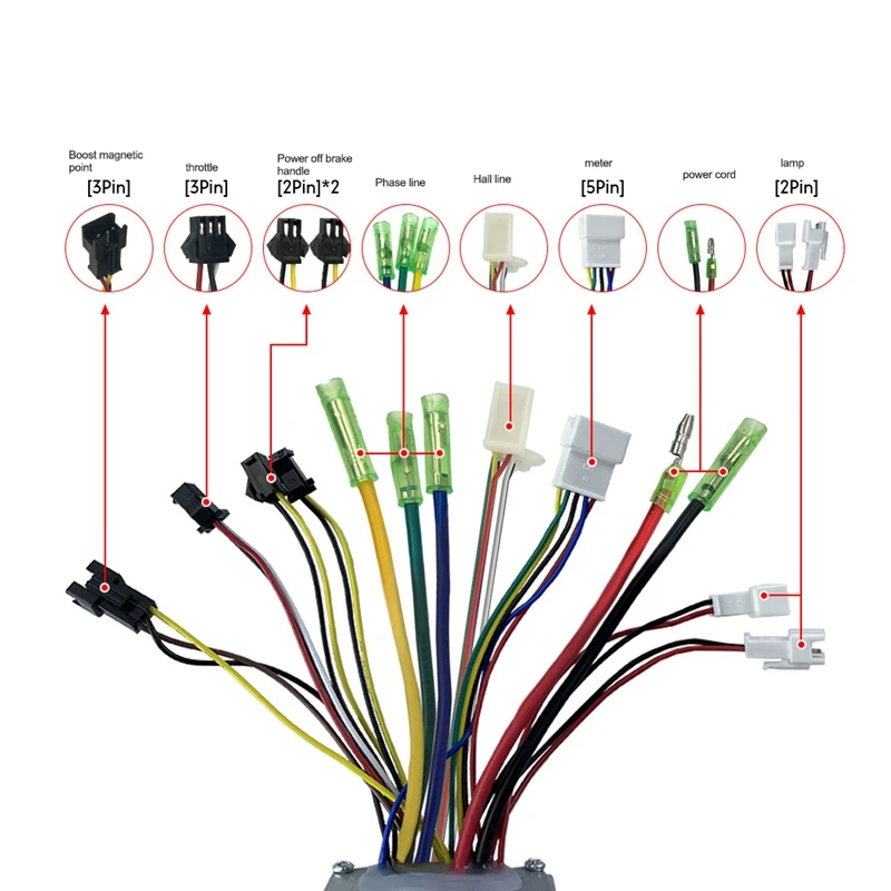 New-Ebike JN 15A Square Wave SM With Light Controller For 36V/48V 250W/350W Electric Mountain Bike Conversion Kit