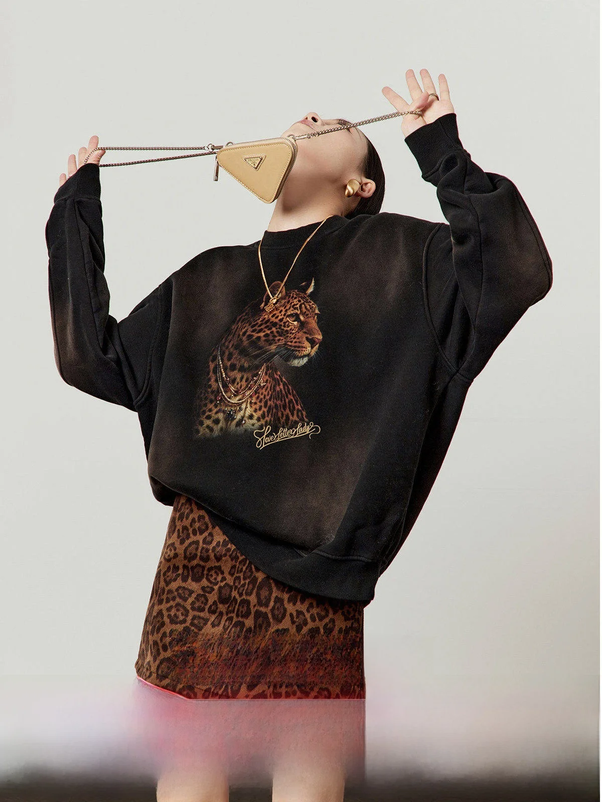 

Bla Fce Lined Hoodie Women's Casual Commute Print Loose Fit Winter New Sle round Ne Long Sve Sweatirt