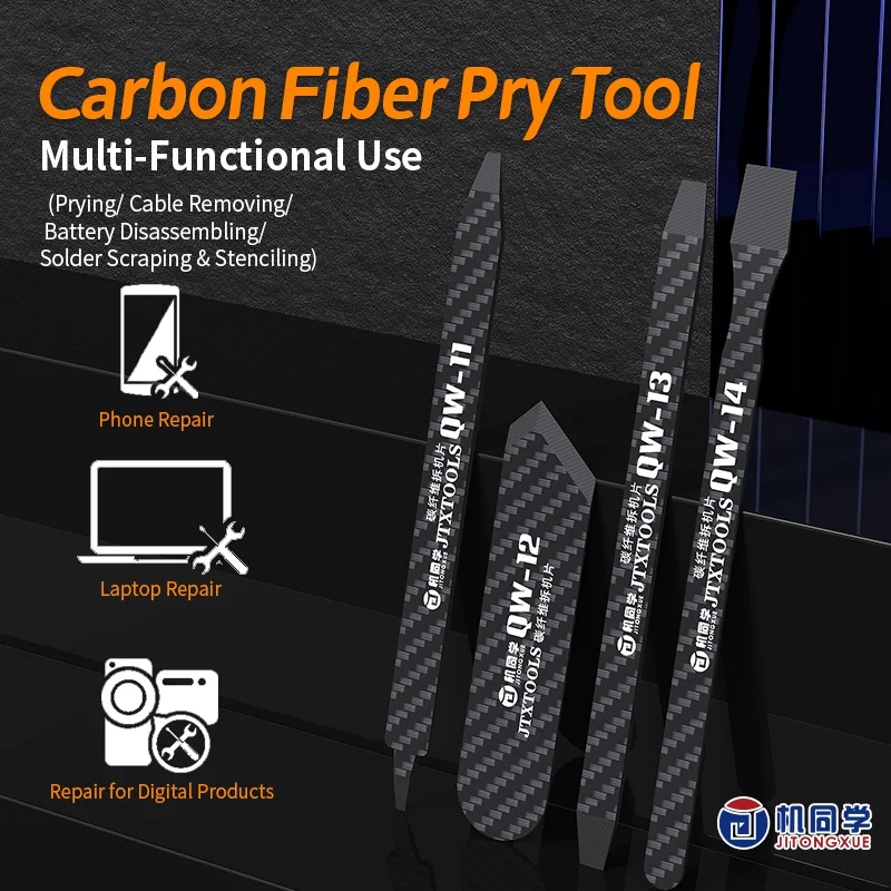 

Инструмент для вскрытия JTX QW11-14 из углеродного волокна, термостойкий, для ремонта телефонов, демонтажа ЖК-экранов и удаления припоя