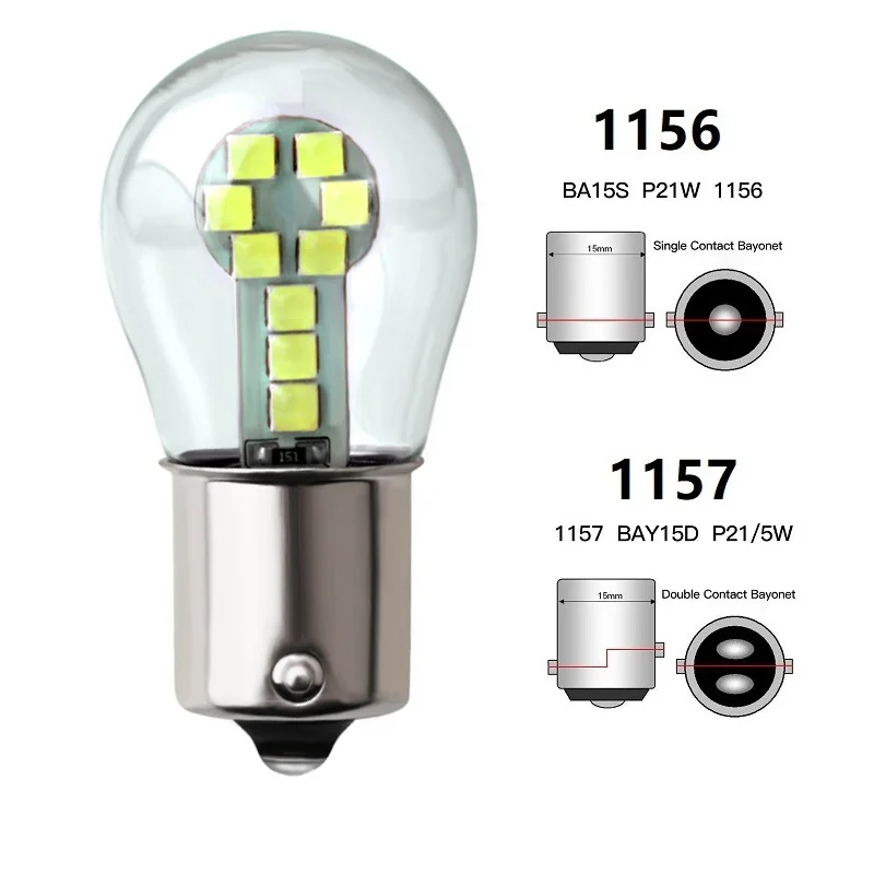 1szt BA15S P21W 1156 Żarówka Led 1157 BAY15D P21/5W R5W R10W Samochodowe światła hamowania 18SMD 3030 Chips DRL Lampa kierunkowskazu Super jasna