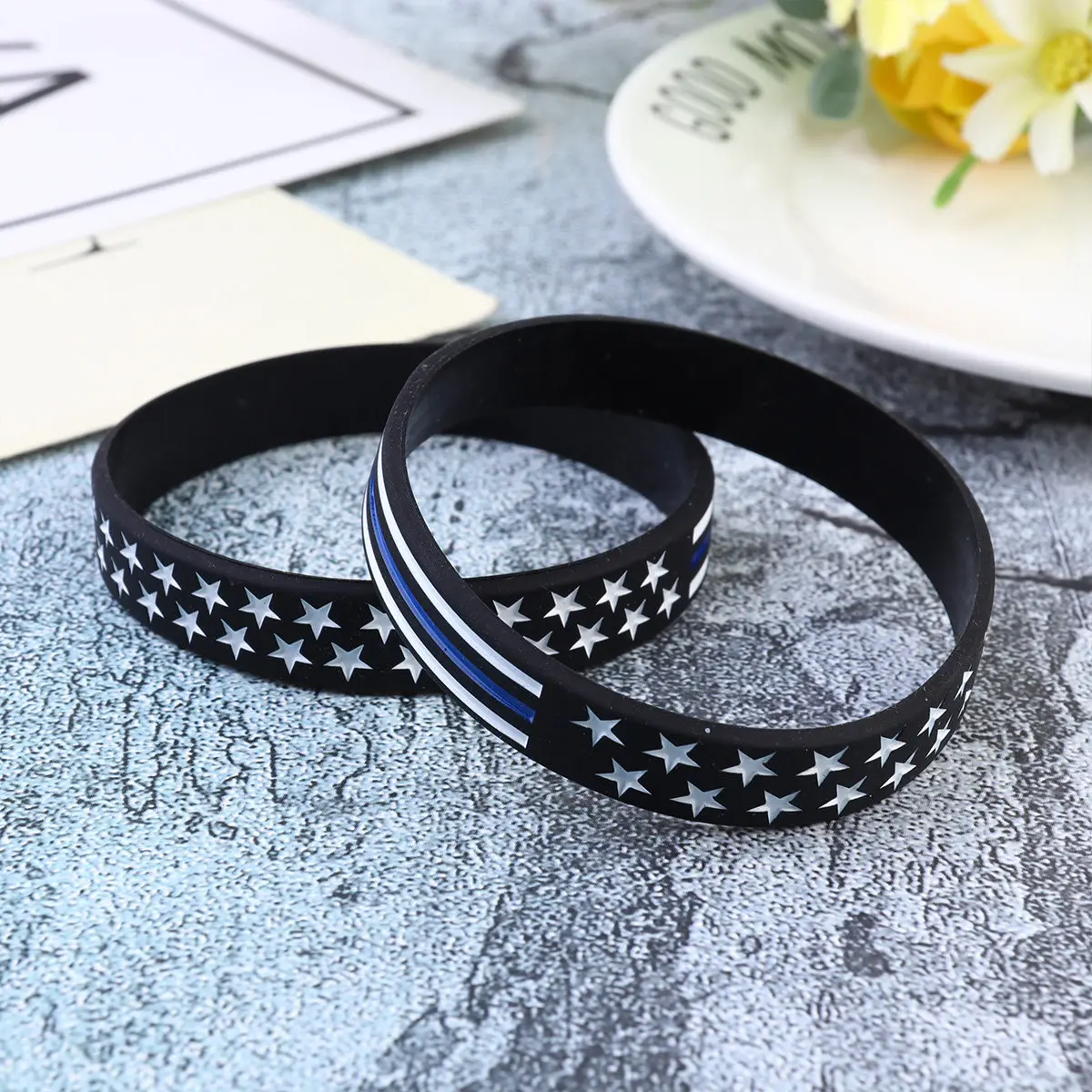 

2Pcs American Independence Day Memorial Wristband Flag Bracelet Design for Women Men Adults Kids Election Cheer Party