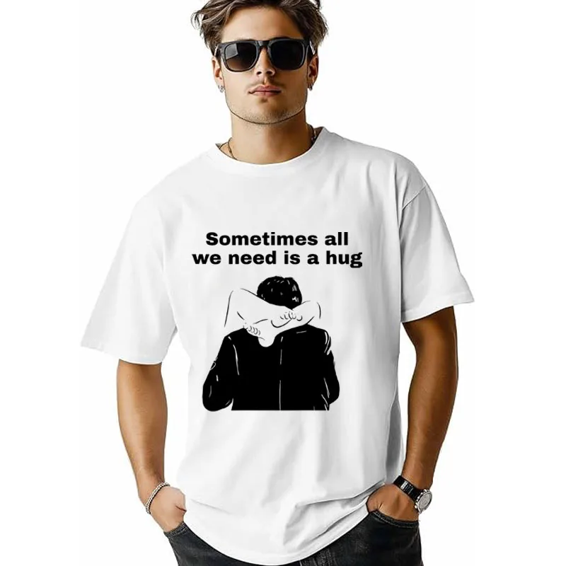 Manchmal brauchen wir nur eine Umarmung. Lustiges, trendiges Meme-T-Shirt, Y2k, humorvolle Comic-Grafik-Bekleidung, personalisiertes, sarkastisches Spruch-T-Shirt – Detail 16