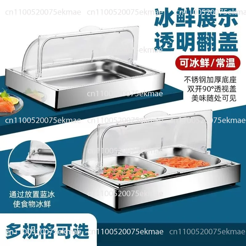 Commercial Chilled Food Display Table, Refrigerated Seafood Buffet Counter Fresh-Keeping Ice Table for Hotel Catering Restaurant