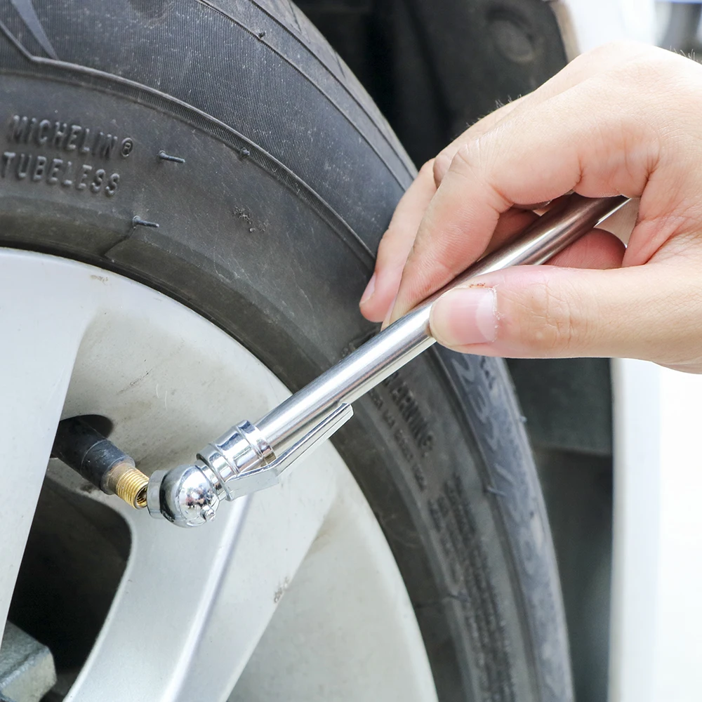 مقياس ضغط الهواء الفضي المحمول ، إطار على شكل قلم ، مقياس اختبار الإطارات ، استخدام الطوارئ العالمي ، تصميم السيارة ، متين ، 5-50 رطل لكل بوصة مربعة