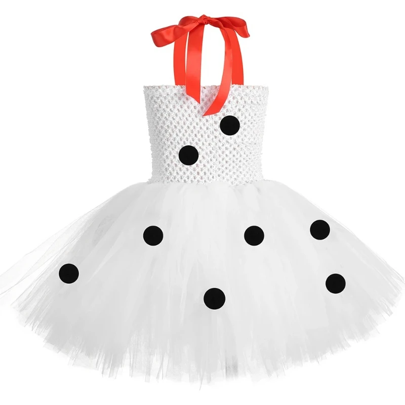 طفل الفتيات الدلماسية الكلب زي البولكا نقطة رصدت جرو توتو فستان 101 الدلماسية زي للأطفال فستان حفلة الهالوين #3