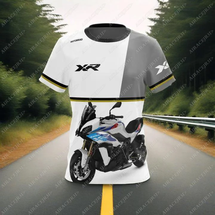 para-bmw-s1000-xr-motorrad-motorsport-motocicleta-camiseta-passeio-aventura-viagem-equipe-de-corrida-branco-cinza-manga-curta