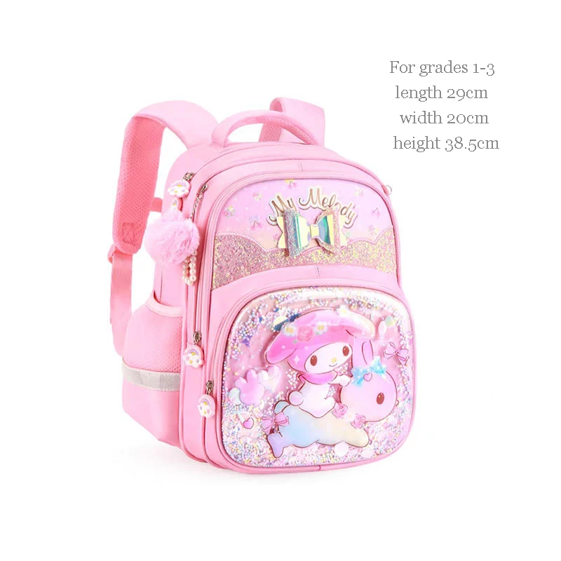 Miniso Kuromi Melody Girls School Backpack Cartoon Children Schoolbag Kids School-Book Bags Pupils Grade 1-4 Students Pupil Gift