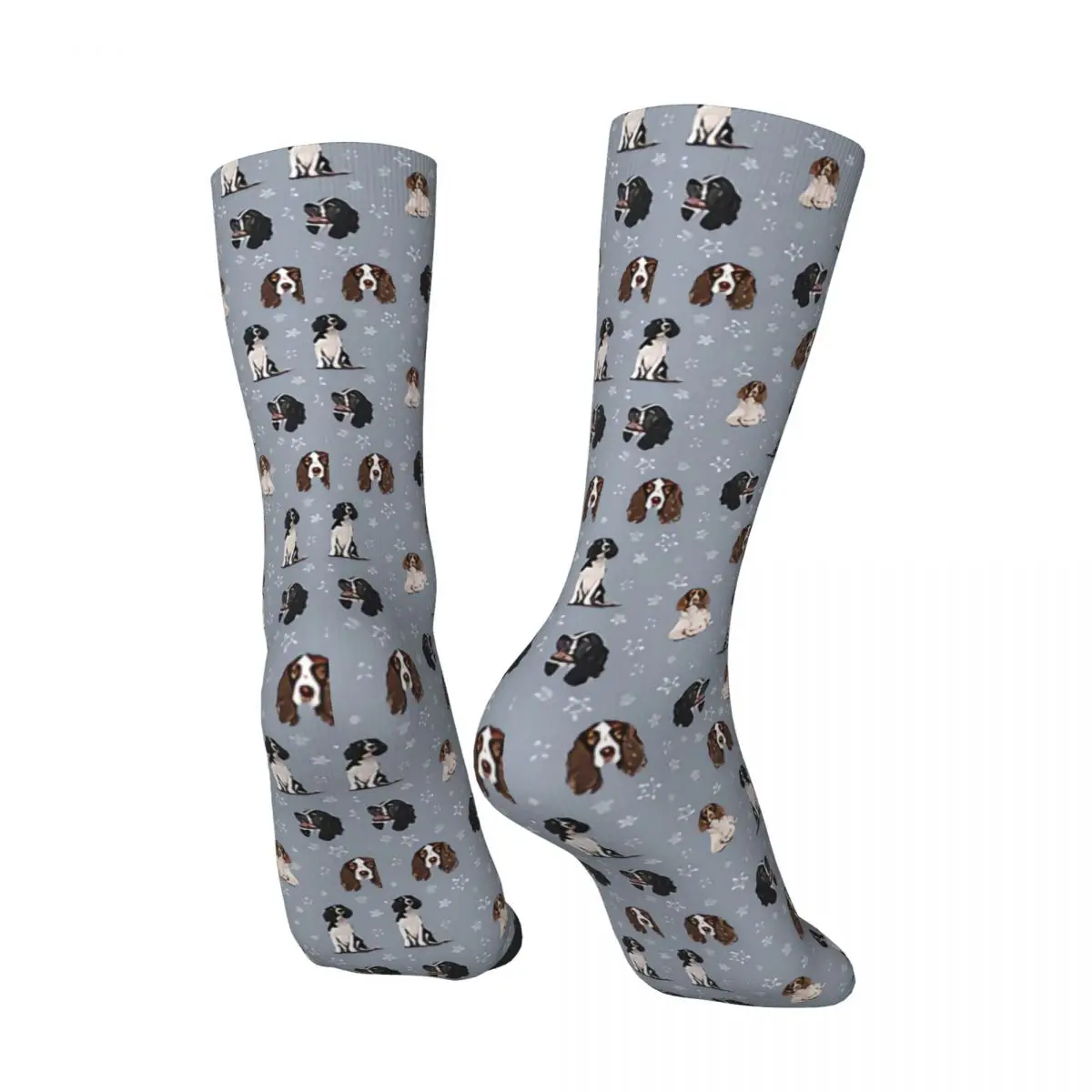 Hip Hop Vintage The Springer Spaniel Blue Crazy Men's Socks Unisex Dog Harajuku Pattern Printed Funny Crew Sock Boys Gift