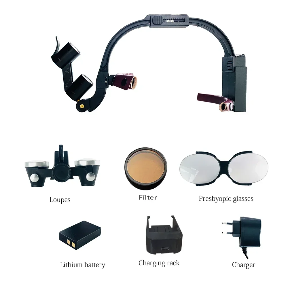 Imagem -06 - Led Dental Head Light Lamp Lupas para Ampliação Binocular Dentista Farol Cirúrgico Equipamento de Laboratório 5w 2.5x 3.5x