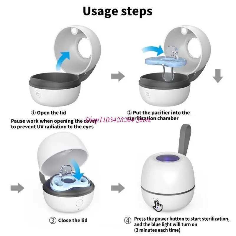 Travel Friendly Pacifier Storage Effective Cleaning Built-in 400mAh Capacity Battery with LED Light