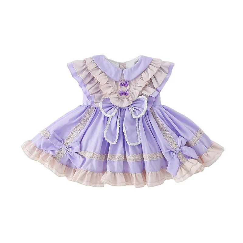 Girls Lolita Children\'s Tutu Dress Sleeveless Purple Princess Dress Festive Birthday Clothes Girls Party Elegant Summer Dresses