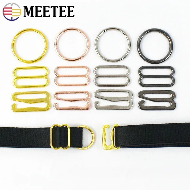 

50Sets(150Pcs) 6-25mm Metal Bra Buckle Bikini O Ring Sliders Clasp Underwear Strap Connectors Adjust Button Hardware Accessories