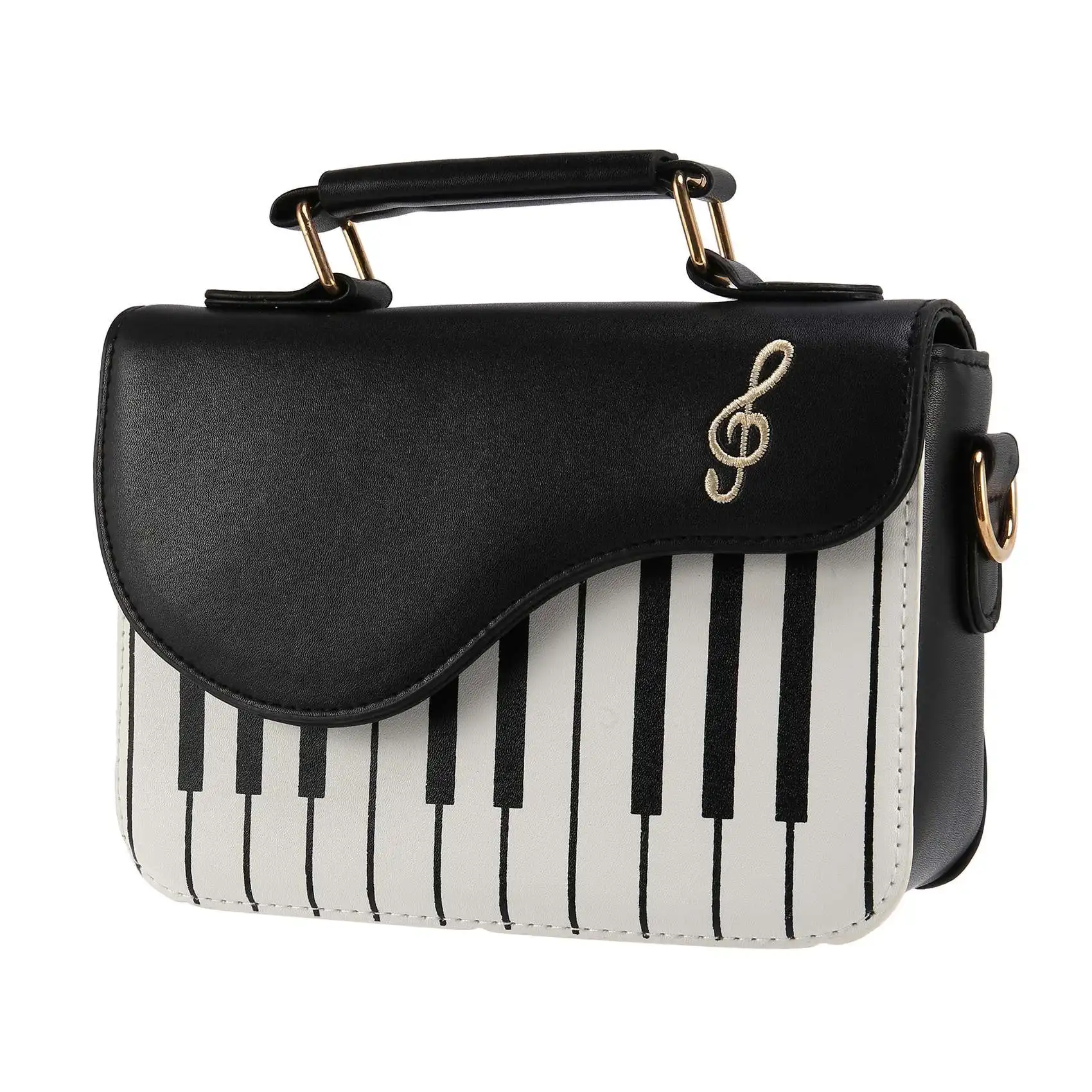 Black new fashion hit color piano printing handbag sweet wind fresh shoulder diagonal portable Small Bag