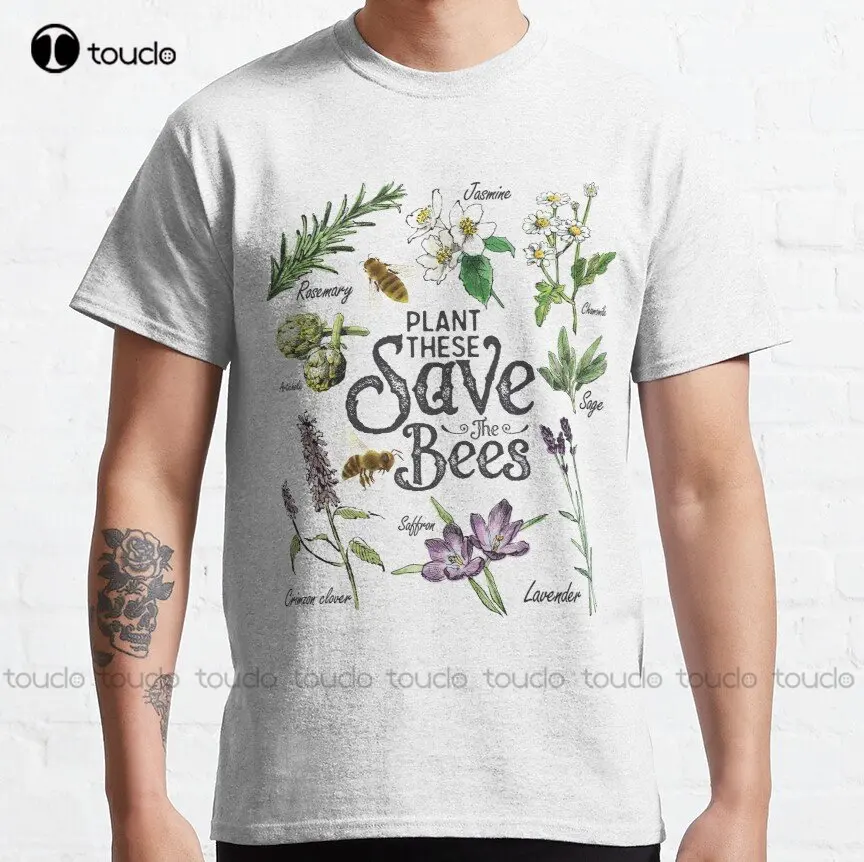 Plant These Save The Bees Gifts Classic T-Shirt Summer Shirts Cotton Outdoor Simple Vintage Casual Tee Shirts Xs-5Xl Unisex New