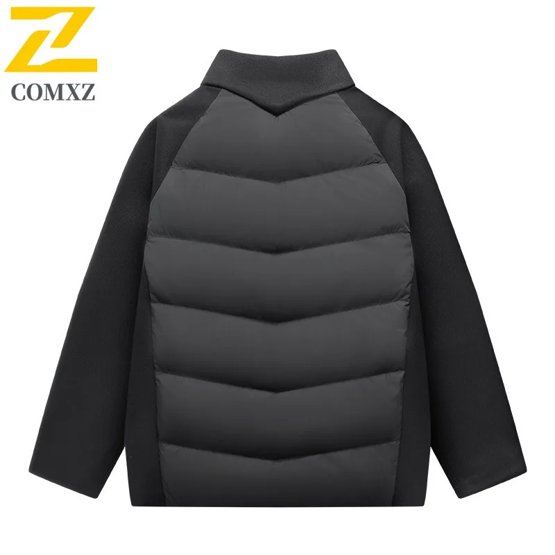 COMXZ 2025 Men Winter Stand Collar Puffer Jacket American Style GrapheneThickened Waterproof Windproof Casual Outdoor Sport Coat