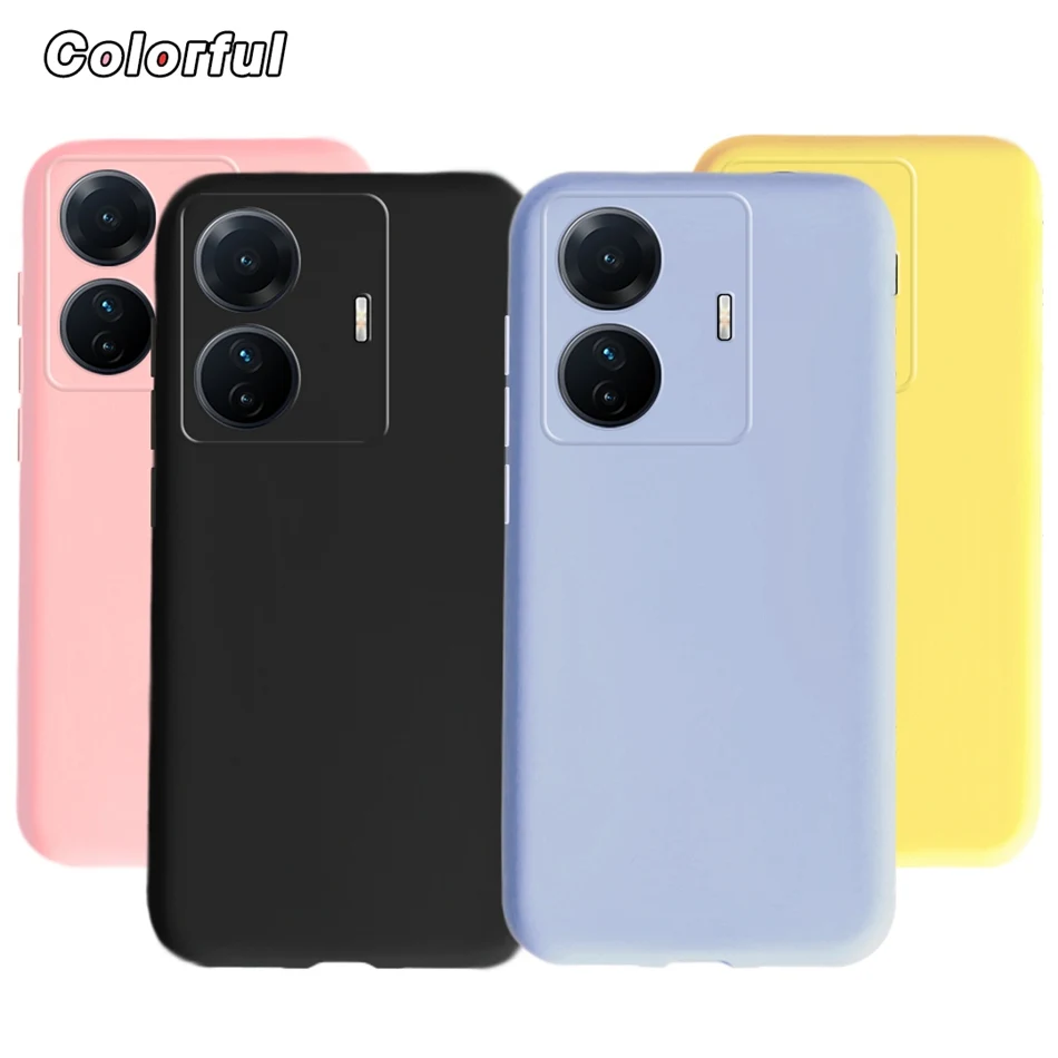 Candy Color Silicone Case For Vivo S15e 5G IQOO Z6 Pro 2022 T1 Pro Phone Case Soft TPU Shockproof Cover For Vivo T1 Pro V2151