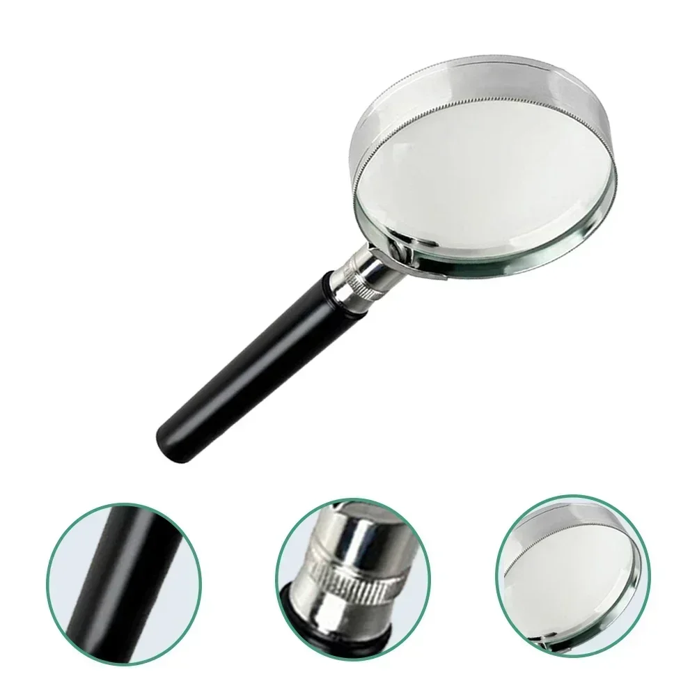 1pc 5X Magnifier Handheld Magnifier Magnifying Glass Handle 75mm To100mm 2inch 75mm 90mm 100mm Lens Diameter Magnifier