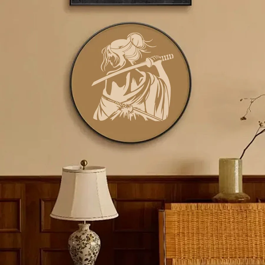 قطعة واحدة من قالب استنسل الساموراي الأنثوي مقاس 11.8 بوصة للرسم على نسيج خشبي على الحائط