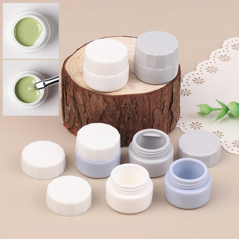 2Pcs 5ml Nail Patting Gel Empty Jar Nail Painted Polish Holder Case Packaging Box Manicure UV Glue Organizer Portable Plastic