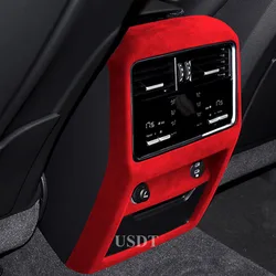 For Porsche Cayenne 2024 2023 2022 2021 2020 2018 TOP Suede Rear Armreat Seat Air Outlet Panel Cover Anti Kick Protective Mat