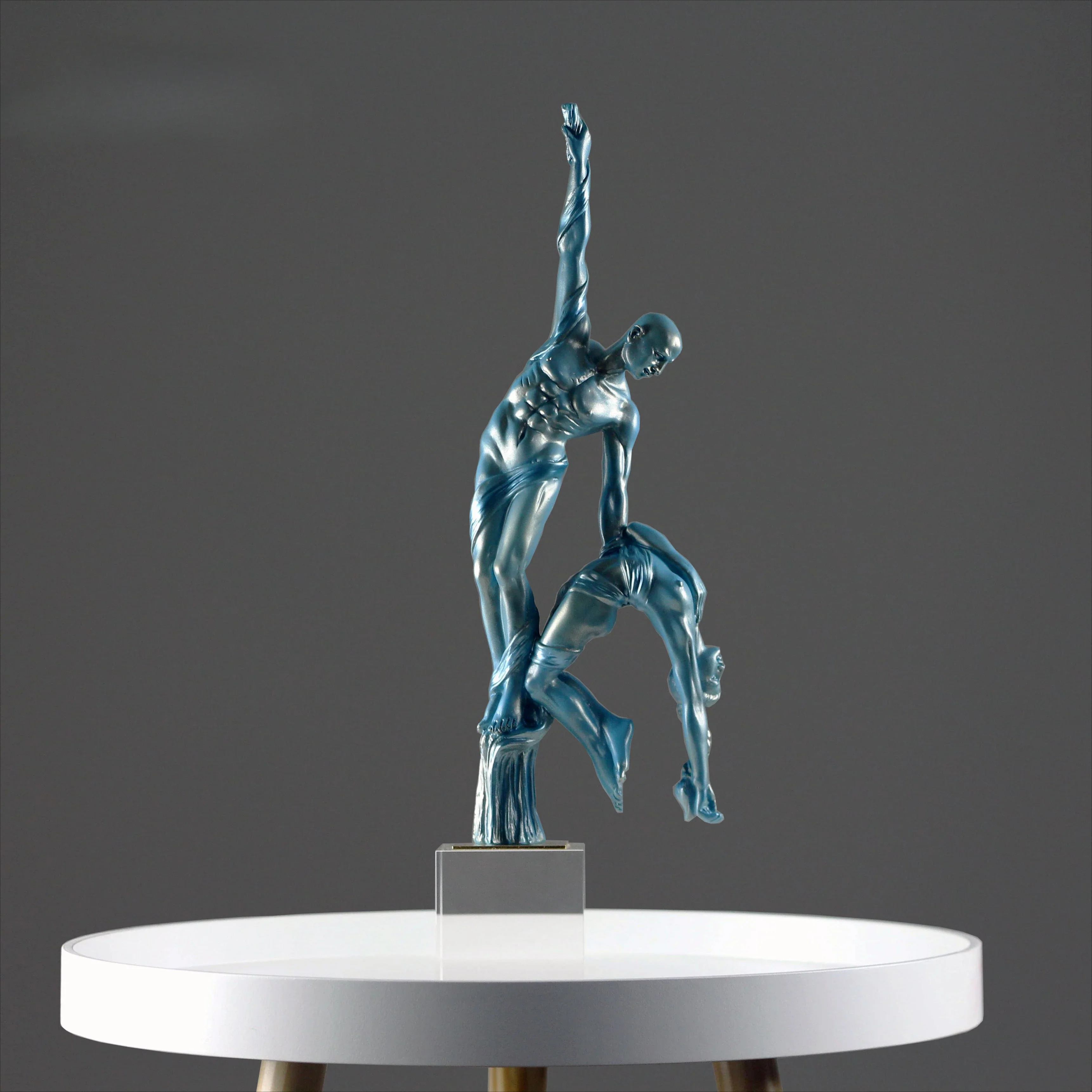 

Artistic Resin Couple Acrobatics Sculpture Aerialist Lovers Crystal Base Gymnastics Dancer Home Decor Ornament