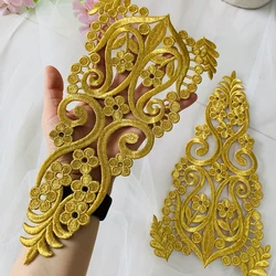 26x14CM Rich Gold Color Iron-on Embroidery Patches 2 Pieces/Pack 2022 NEW Costume DECOR Application High Quality