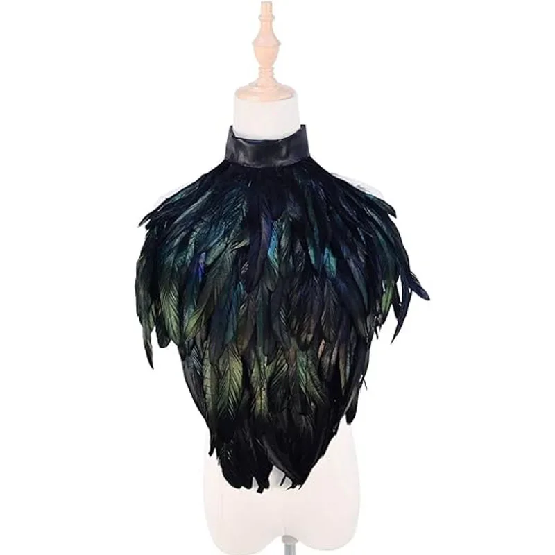 Feather Cape Shawl Costume Witch Wings Collar Adult Crow Neck