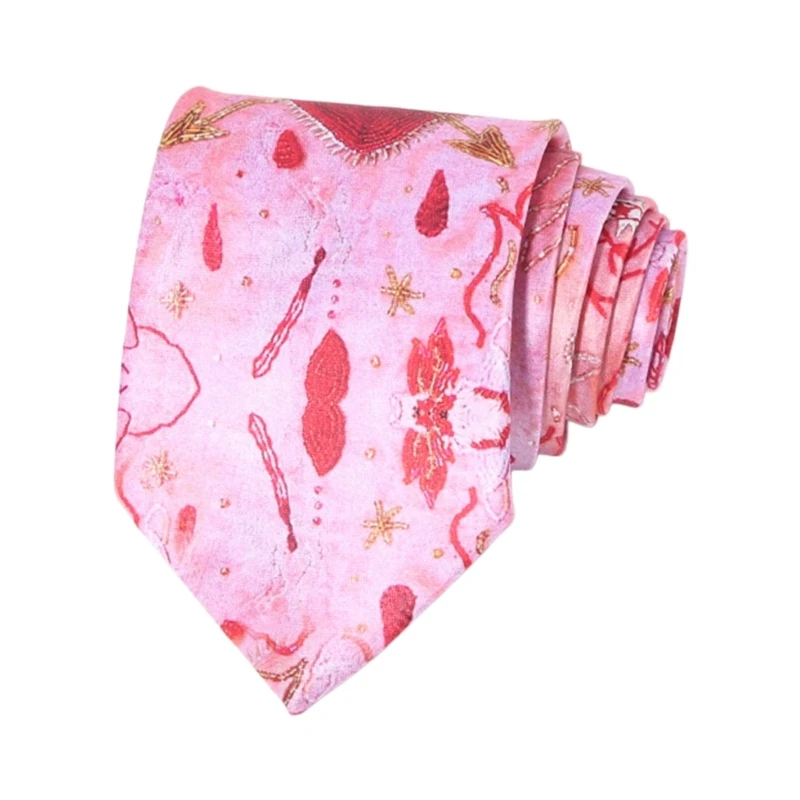 573B Bold Red Heart Patterned Dress Tie Perfect For Cosplay And Street Photo Props