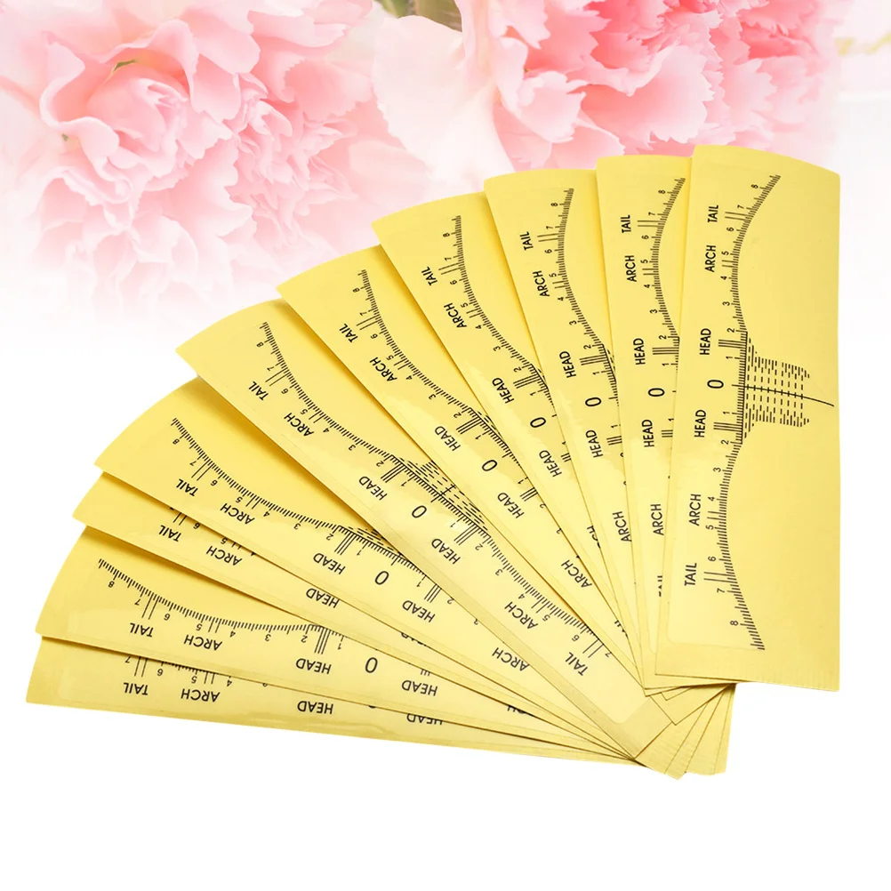 

10Pcs Tattoo Measuring Vernier Caliper Mini Measure Tool Eyebrow Shaping Disposable Ruler Sticker Makeup Tool Yellow