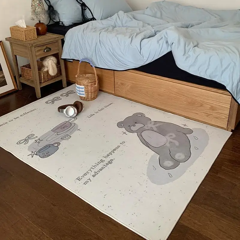 

VIKAMA Belgian Wool Carpet Bedroom Bedside Rug Living Room Coffee Table Sofa Room Non-Slip Floor Mat Home Decoration