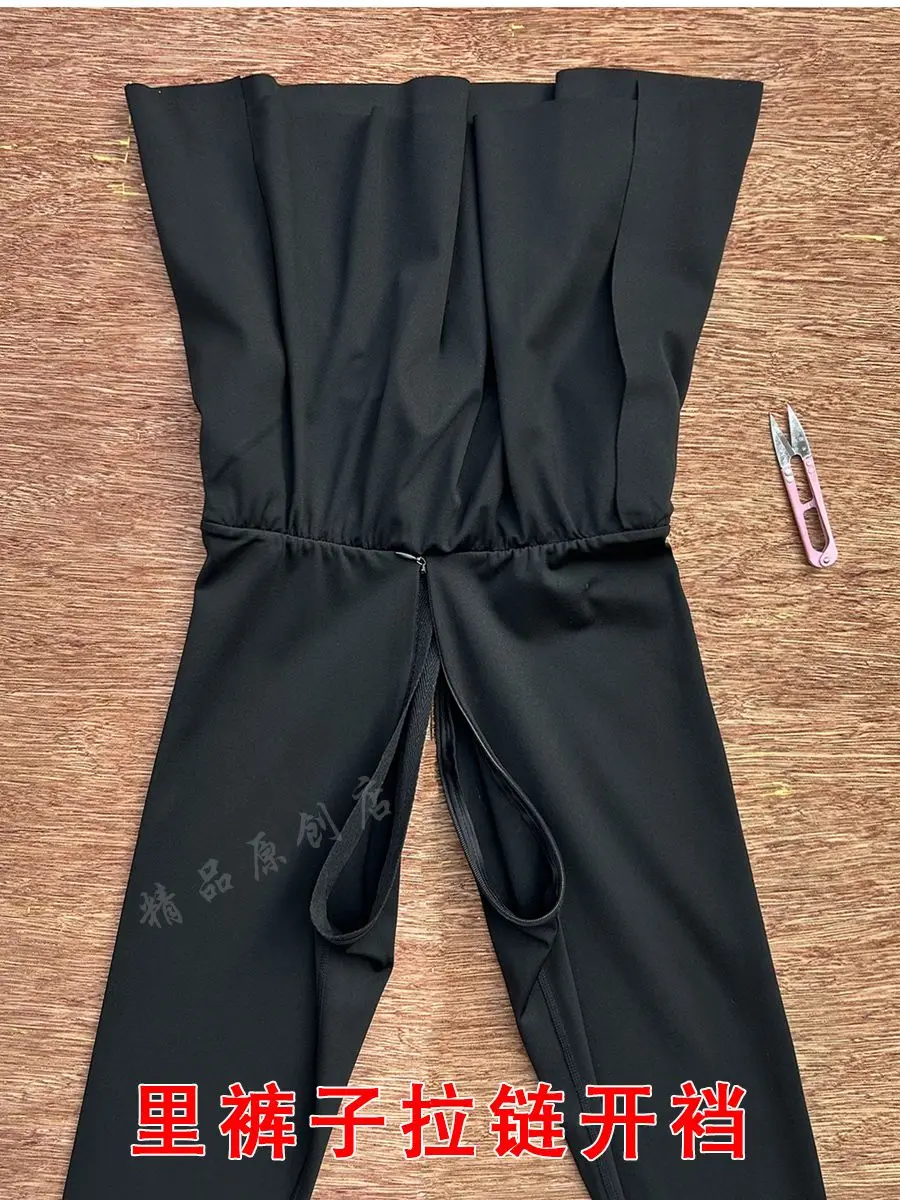 Leggings invisibles con cremallera y entrepierna abierta para mujer, pantalones ajustados de cintura alta, talla grande