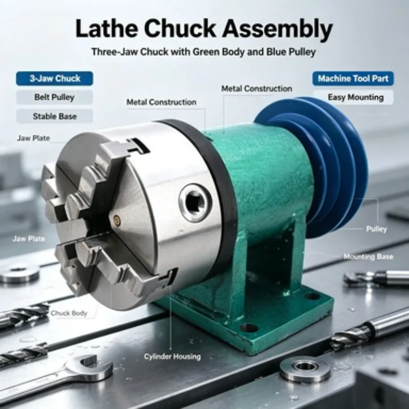 DIY Lathe Spindle Assembly Kit For Wood Bead Metal Processing Three Jaw Four Jaw Chuck Automatic Refit Modification Parts