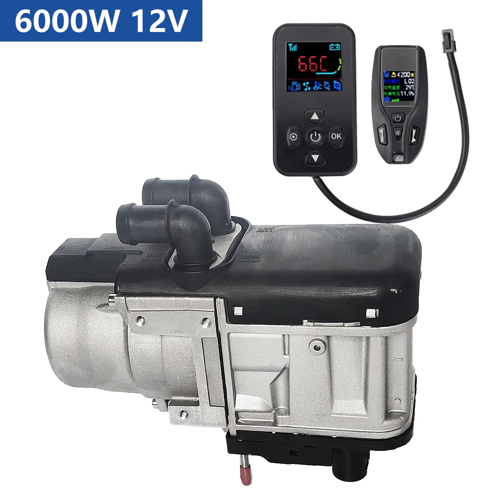 12V 6KW Diesel/Gasoline Dual Mode Preheater Fuel Liquid Heater LCD Switch Parking Heating Device For Trucks Van Car