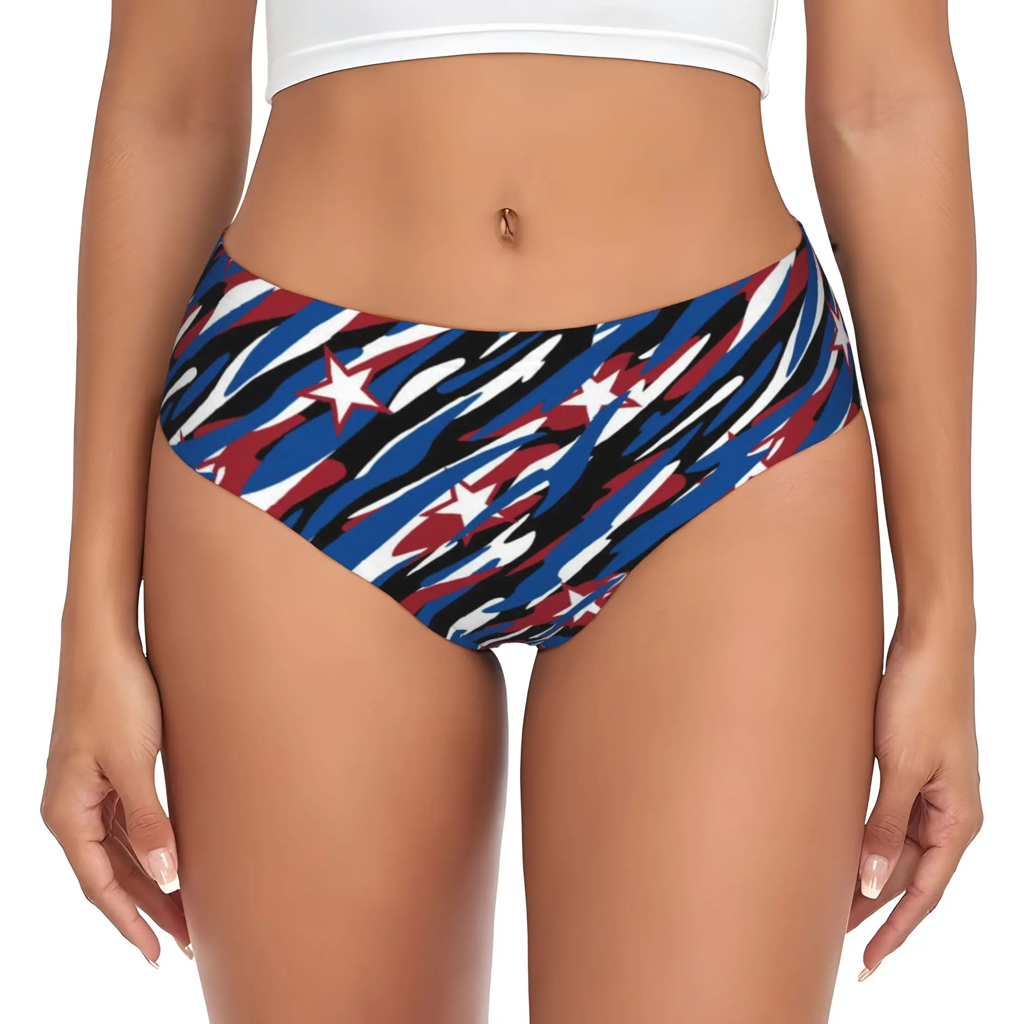 Custom USA America Flag Brief Panties Women's Comfort Stretch  Underwear