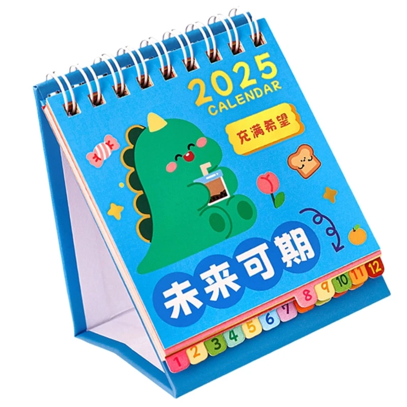 2024-2025 Cartoon Desk Calendar Runs from Aug. 2024 to December 2025, Standing Desk Calendar Planner Twin-Coil Binding