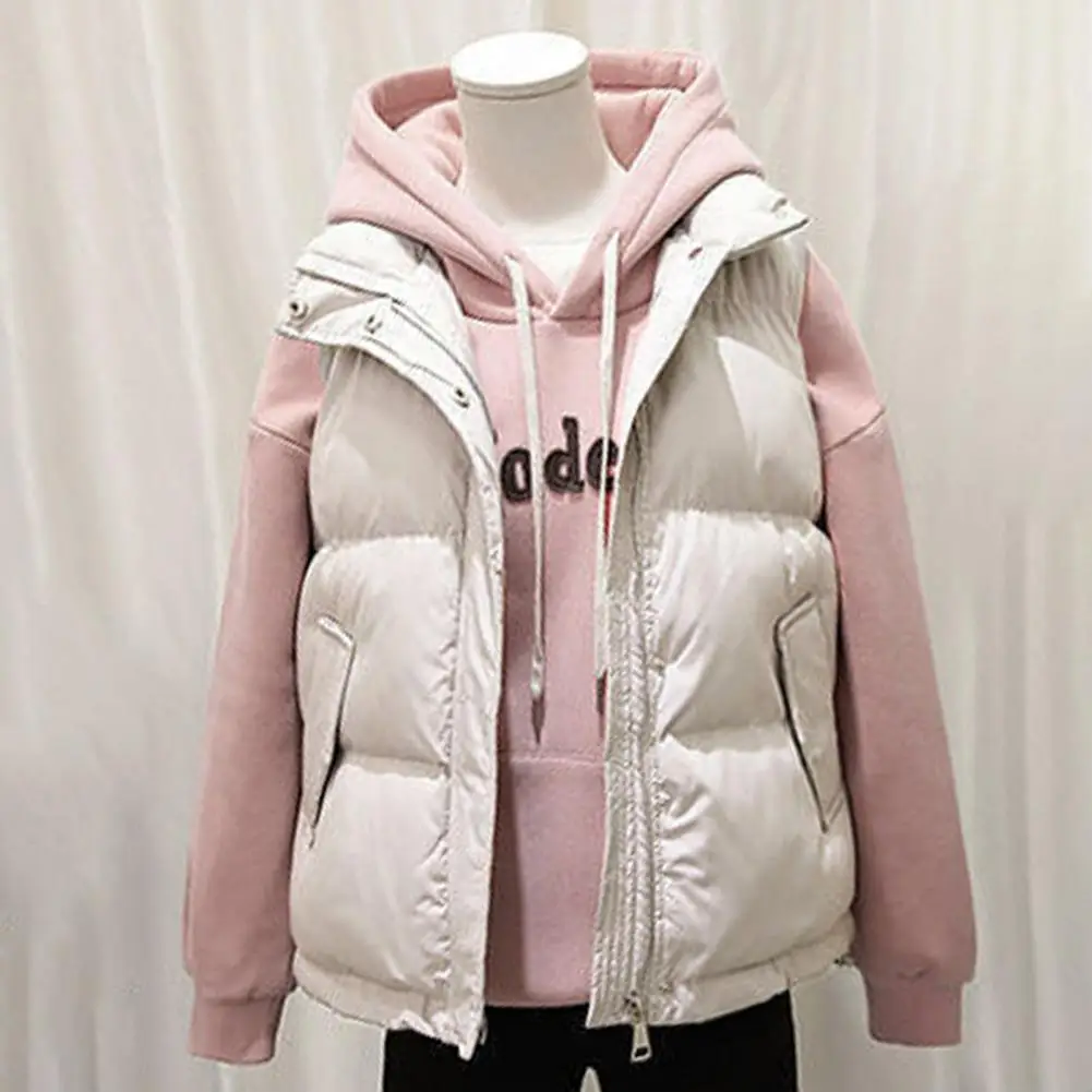 Cozy Women Quilted Vest Women's Winter Padded Vest with Zipper Closure Stand-up Collar Sleeveless Outdoor Down Coat for Heat