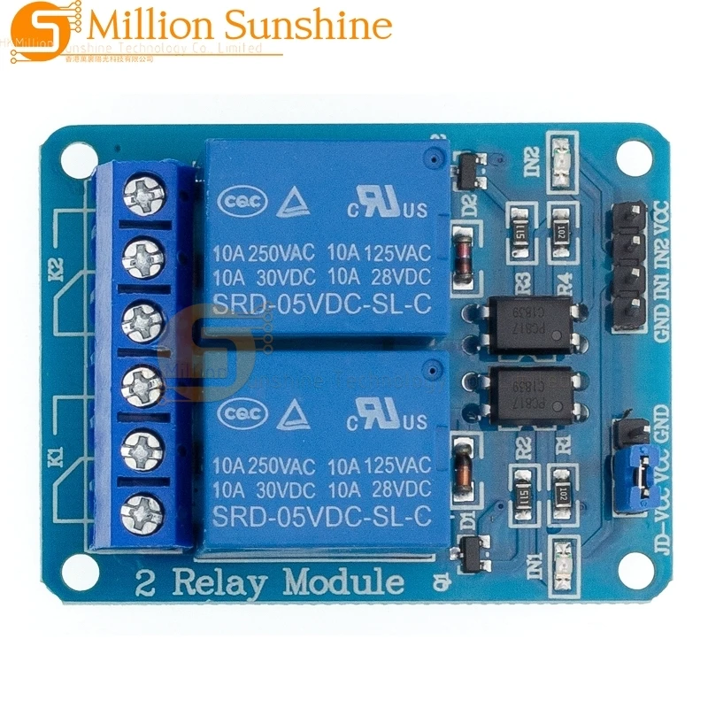 1PCS 2-channel New 2 channel relay module relay expansion board 5V low level triggered 2-way relay module