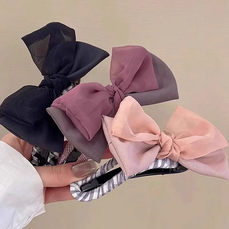 

New Fashion Fabric Bow Hair Claw for Women Korean Sweet Barrettes Duckbill Clip Hair Clips Headwear Girls Hair Accessories