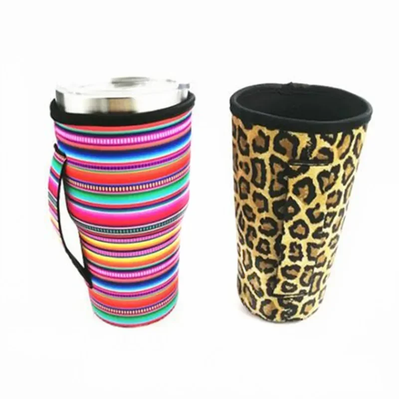 10pcs Vibrant Neoprene Insulated Sleeves - Leopard Print, Rainbow Sunflower & Mermaid Designs - for 30oz Tumbler Cups