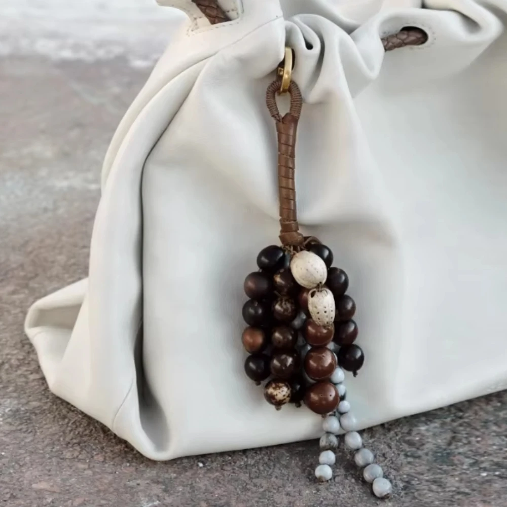 

2025 Women's Popular Knitted Rope Keychain Leather Rope Bags Pendant Wallet Key Backpack Keyring Gift Bag Accessories
