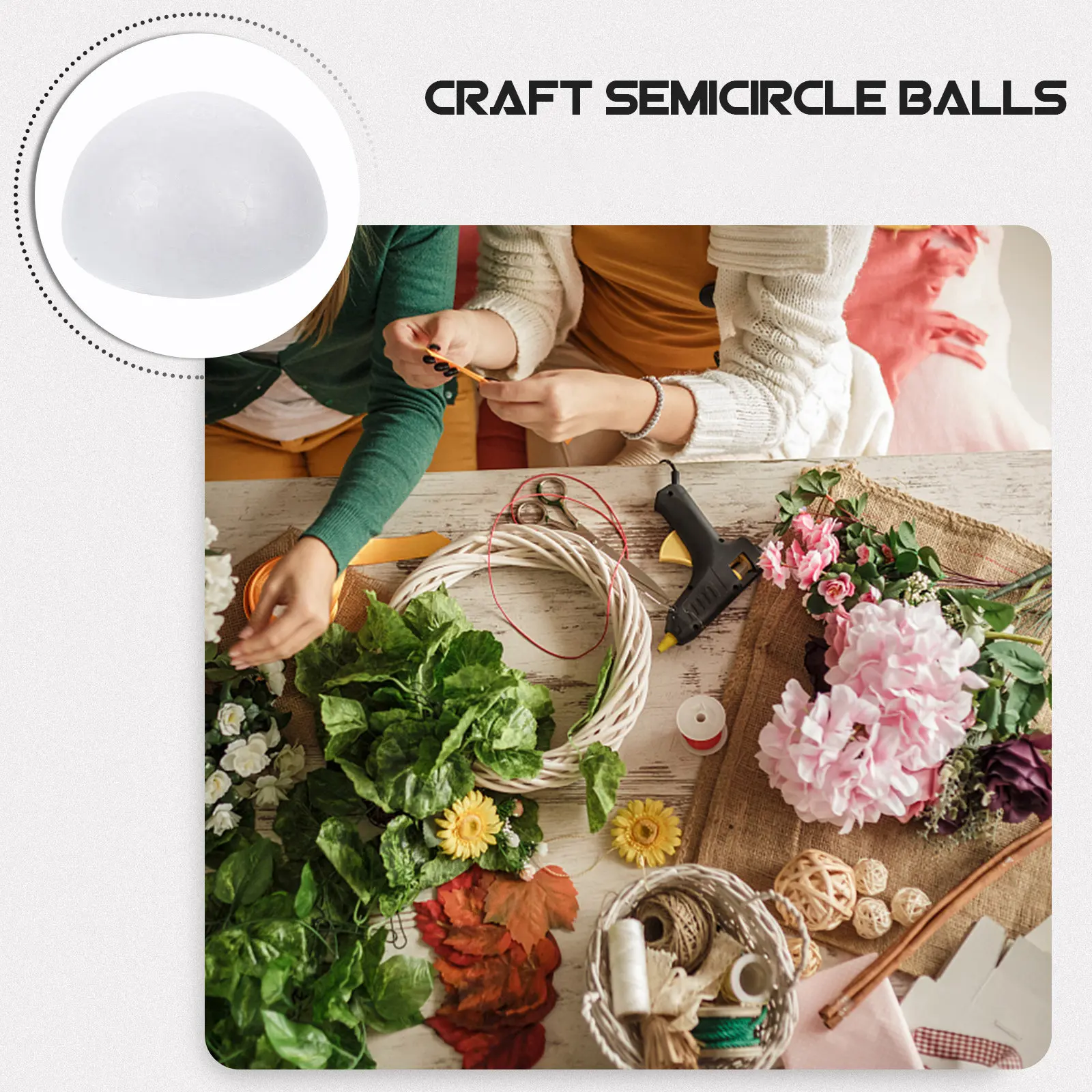 Painting Supplies - 50Pcs White Foam Half Balls 5.6cm