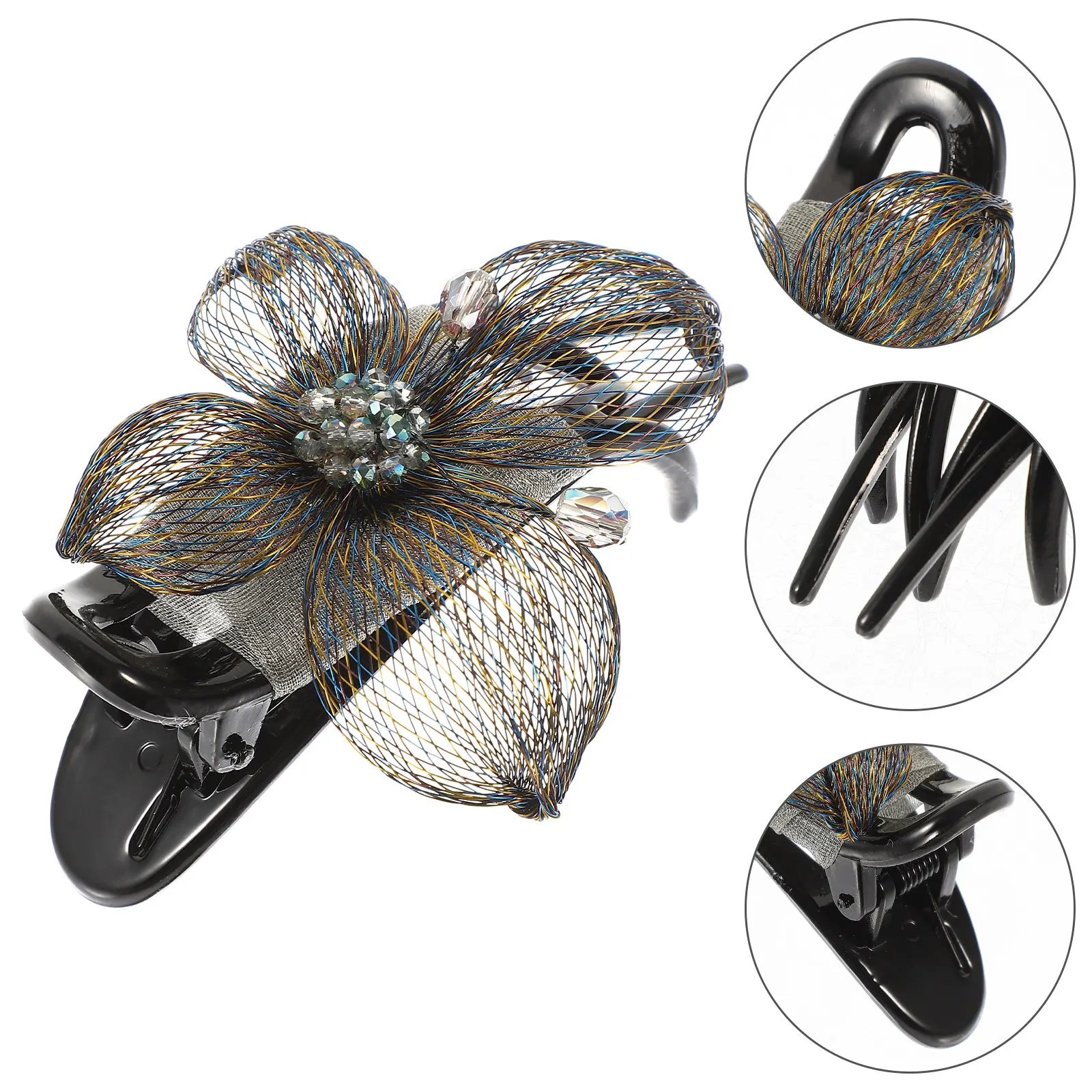 Silk Yarn Flower French Hair Clip Duck Billed Claw Barrette for Women Teens Styling Sectioning Prom Wedding Daily Hair Jewelry