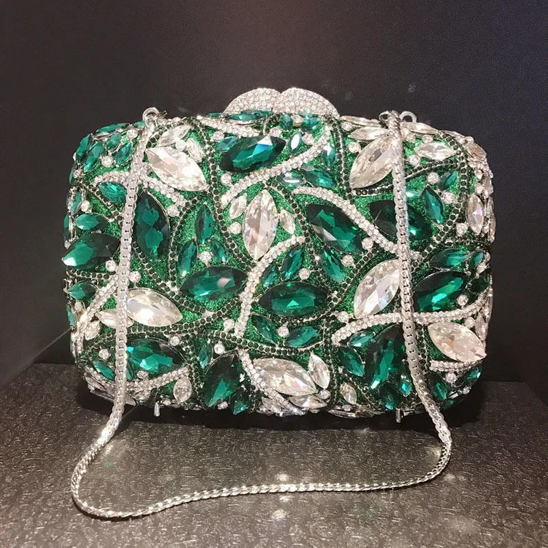Luxurious Glass Crystal Handbag Exquisite Hollow Out Rhinestone Evening Bag Shiny Diamond Party Prom Clutch Purse for Women